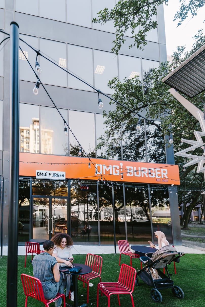 OMG! Burger Galleria outdoor patio seating